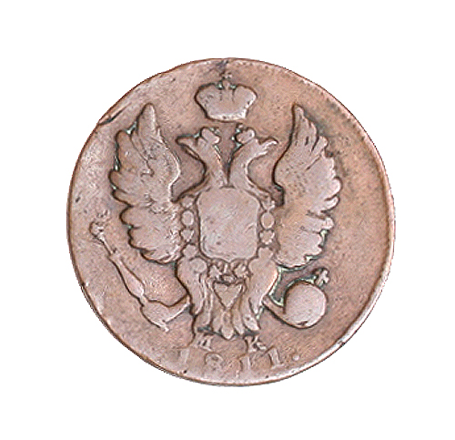 Монета номиналом 1 копейка (Медь - Россия, 1811 год) Колпинский (Ижорский) монетный двор 1811 г инфо 10082k.