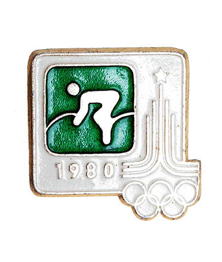 Значок "Олимпиада`80 Велоспорт" Металл, эмаль СССР, 1980 год хорошая Реверс - клеймо завода инфо 10541k.